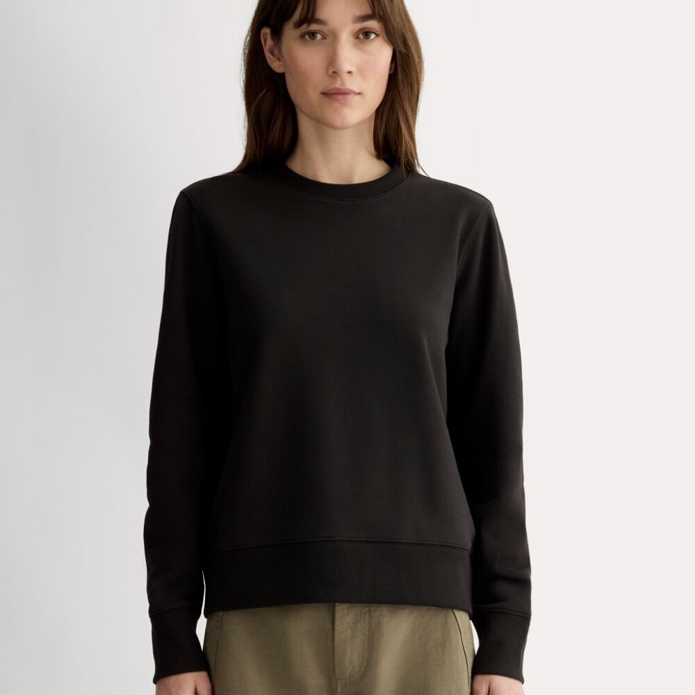Everlane Off-Duty Terry Crew Neck in Black, Size Small, Cotton/Polyester - Picture 2 of 4